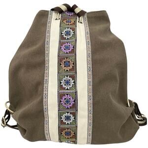 Women Canvas Tan Southwestern Backpack Daypack Casual Bag Heavy-Duty Anti-Theft